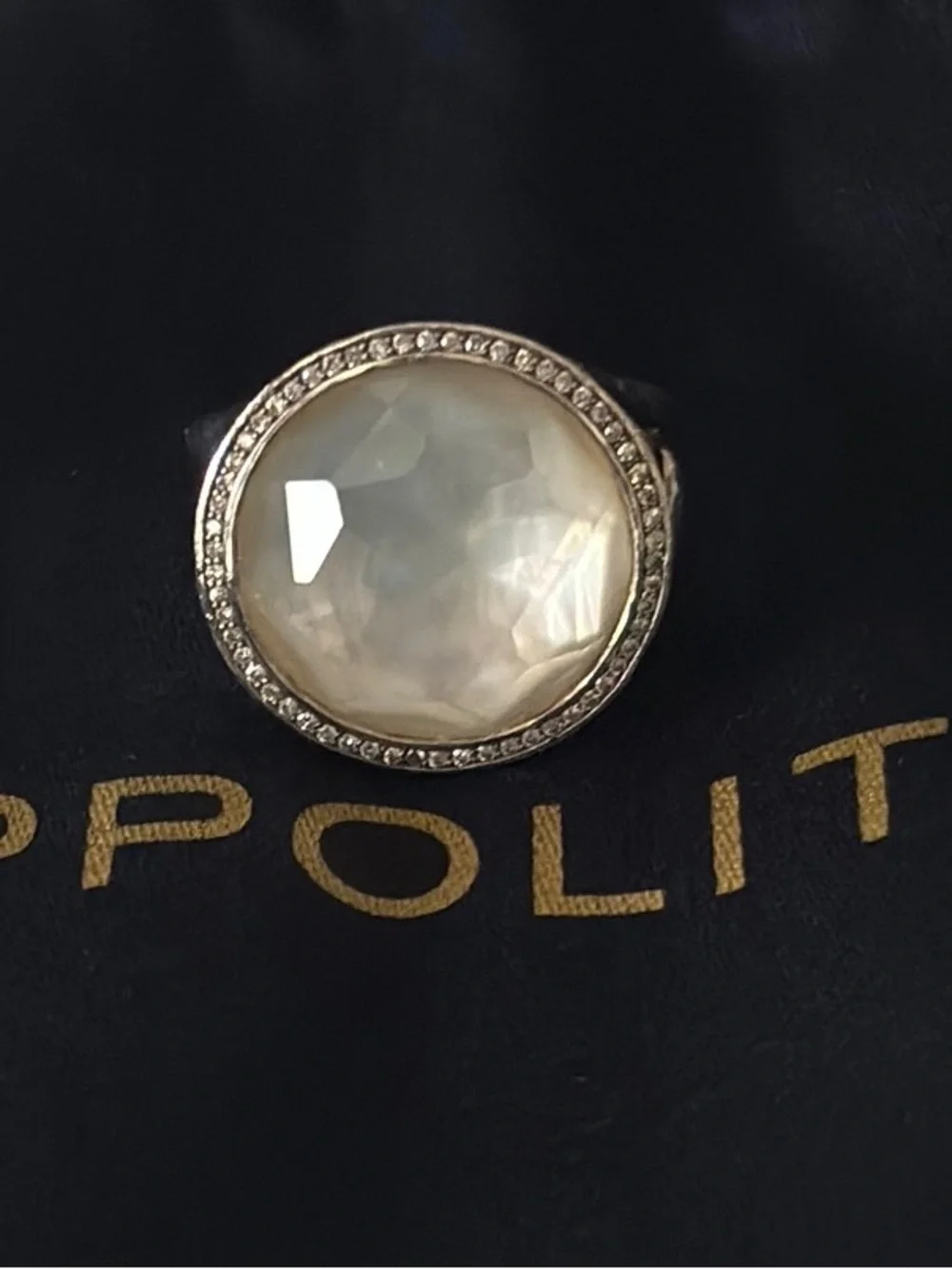 Ippolita Lollipop Mother of Pearl/Quartz Doublet Ring W/Pavé Diamond Bezel 8.5 - Picture 6 of 9